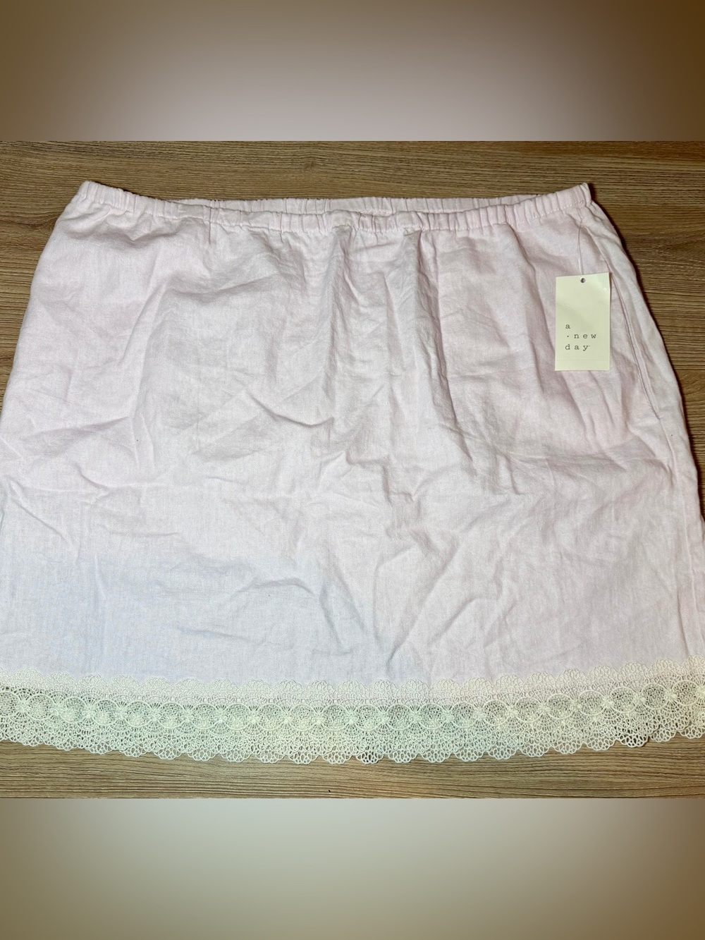 a new day Pale Pink Skirt with Cream Lace Trim